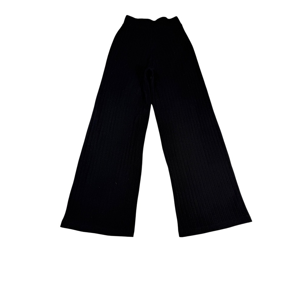 Alo Yoga Black Ribbed Knit Bralette and Wide Leg Pants Lounge Set Womens small - Picture 5 of 10